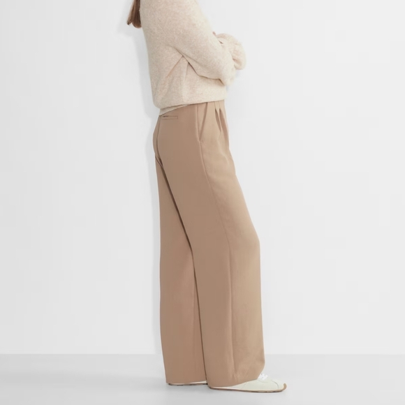 NEW WILFRED Effortless Pants Crop Gold Camel Tan Brown Wide Leg ARITZIA 2 - Picture 3 of 12